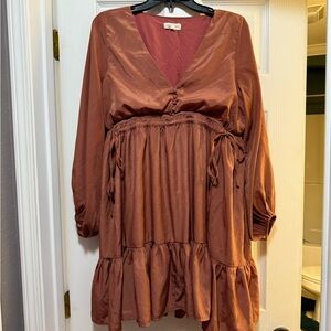 Eesome Terracotta Long Sleeve Dress